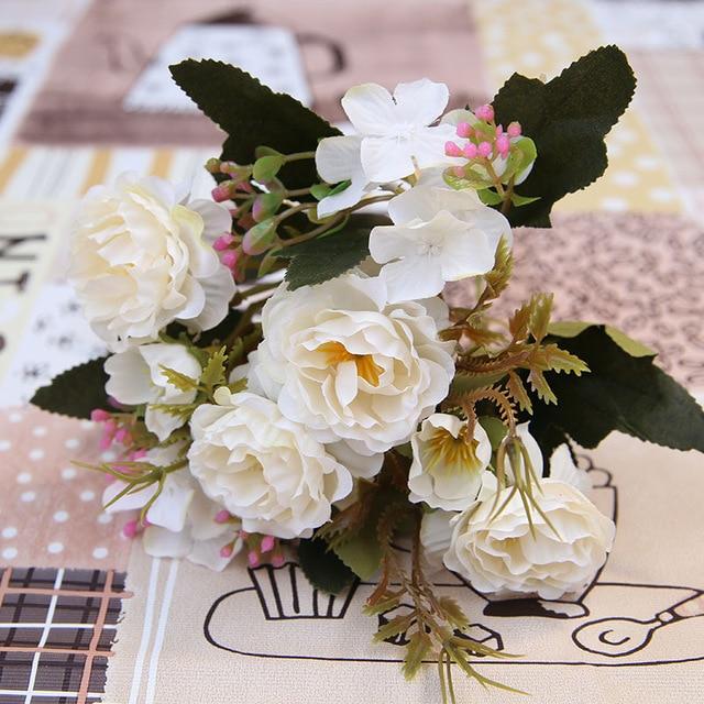 White Artificial Flowers Peony Bouquet - Hansel & Gretel Home Decor