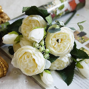 White Artificial Flowers Peony Bouquet - Hansel & Gretel Home Decor