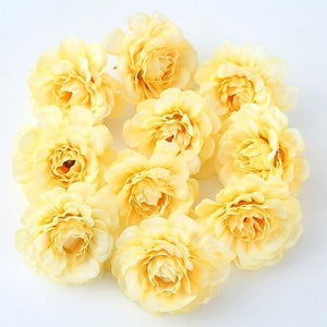 Yellow Artificial Flowers Spring Rose Head - Hansel & Gretel Home Decor