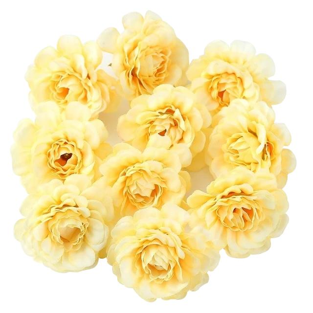 Yellow Artificial Flowers Spring Rose Head
